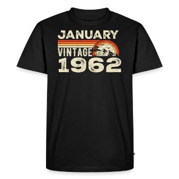 January 1962 Vintage Birthday 1962, Born in 1962 - Men's Premium Organic T-Shirt - black - Front - Nico (187cm)