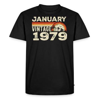 January 1979 Vintage Birthday 1979, Born in 1979 - Men's Premium Organic T-Shirt - black - Front - Nico (187cm)