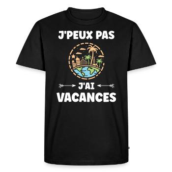 Voyage Humour vacances - T-shirt Premium bio Homme - noir - Devant - Nico (187cm)