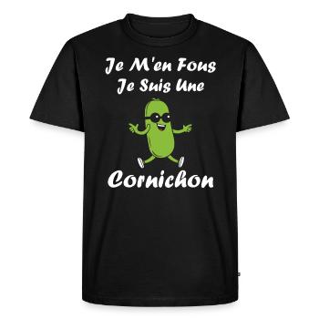 Humour Cornichon - T-shirt Premium bio Homme - noir - Devant - Nico (187cm)