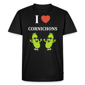 Humour Cornichon - T-shirt Premium bio Homme - noir - Devant - Nico (187cm)