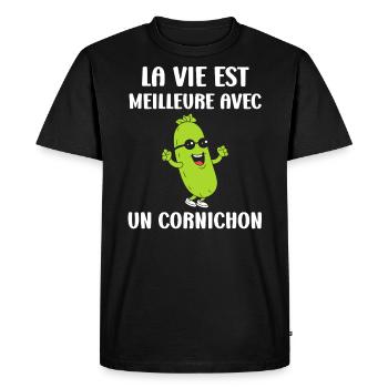 Humour Cornichon - T-shirt Premium bio Homme - noir - Devant - Nico (187cm)