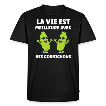 Humour Cornichon - T-shirt Premium bio Homme - noir - Devant - Nico (187cm)