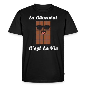 Humour Chocolat - T-shirt Premium bio Homme - noir - Devant - Nico (187cm)