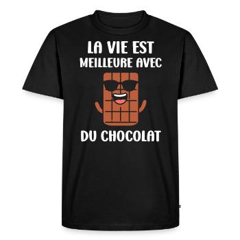 Humour Chocolat - T-shirt Premium bio Homme - noir - Devant - Nico (187cm)