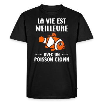 Humour Poisson rouge - T-shirt Premium bio Homme - noir - Devant - Nico (187cm)