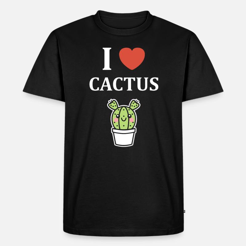 Kaktus - Männer Premium Bio T-Shirt - Schwarz