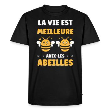 Abeille - T-shirt Premium bio Homme - noir - Devant - Nico (187cm)