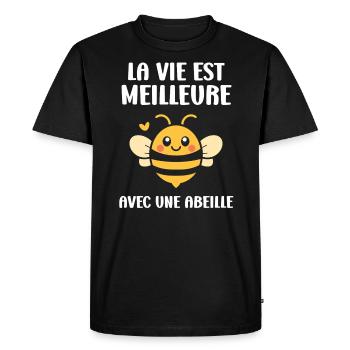 Abeille - T-shirt Premium bio Homme - noir - Devant - Nico (187cm)