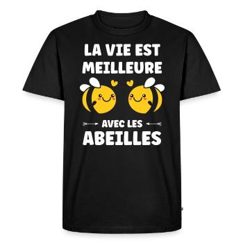 Abeille - T-shirt Premium bio Homme - noir - Devant - Nico (187cm)