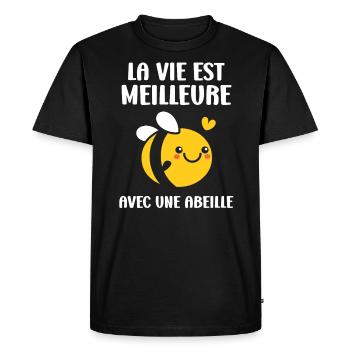 Abeille - T-shirt Premium bio Homme - noir - Devant - Nico (187cm)