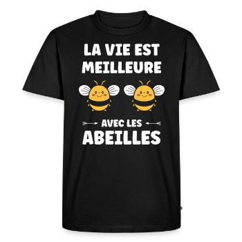 Abeille - T-shirt Premium bio Homme - noir - Devant - Nico (187cm)
