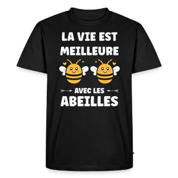 Abeille - T-shirt Premium bio Homme - noir - Devant - Nico (187cm)