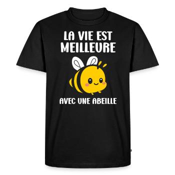 Abeille - T-shirt Premium bio Homme - noir - Devant - Nico (187cm)