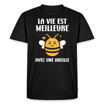 Abeille - T-shirt Premium bio Homme - noir - Devant - Nico (187cm)