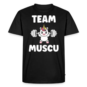 Humour musculation - T-shirt Premium bio Homme - noir - Devant - Nico (187cm)