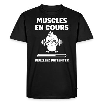Humour musculation - T-shirt Premium bio Homme - noir - Devant - Nico (187cm)