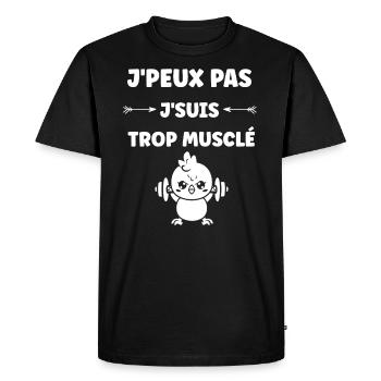 Humour musculation - T-shirt Premium bio Homme - noir - Devant - Nico (187cm)