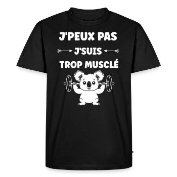 Humour musculation - T-shirt Premium bio Homme - noir - Devant - Nico (187cm)