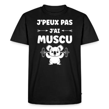 Humour musculation - T-shirt Premium bio Homme - noir - Devant - Nico (187cm)