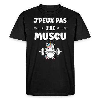 Humour musculation - T-shirt Premium bio Homme - noir - Devant - Nico (187cm)