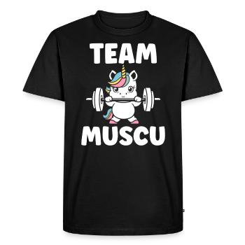Humour musculation - T-shirt Premium bio Homme - noir - Devant - Nico (187cm)
