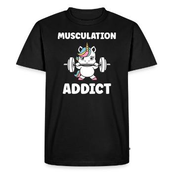 Humour musculation - T-shirt Premium bio Homme - noir - Devant - Nico (187cm)