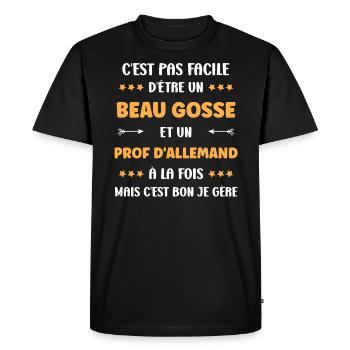 prof allemand - T-shirt Premium bio Homme - noir - Devant - Nico (187cm)