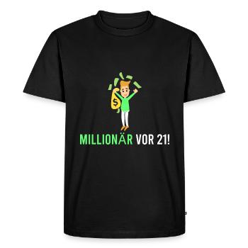 Millionnaire devant 21 ! - T-shirt Premium bio Homme - noir - Devant - Nico (187cm)