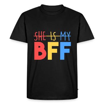 She is my best friend - Men's Premium Organic T-Shirt - black - Front - Nico (187cm)