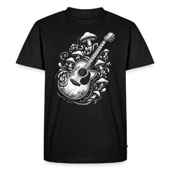 Acoustic guitar with mushrooms - Men's Premium Organic T-Shirt - black - Front - Nico (187cm)