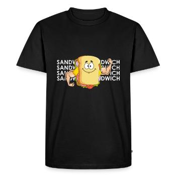 Musculation Sandwich Fitness Gym Food - T-shirt Premium bio Homme - noir - Devant - Nico (187cm)