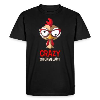 Crazy Chicken Lady, gift chicken poultry bird - Men's Premium Organic T-Shirt - black - Front - Nico (187cm)