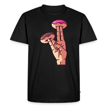 2 dans le rose 1 dans le beignet puant - T-shirt Premium bio Homme - noir - Devant - Nico (187cm)