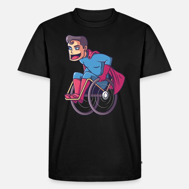 Superheld im Rollstuhl, held rollstuhlfahrer - Männer Premium Bio T-Shirt - Schwarz