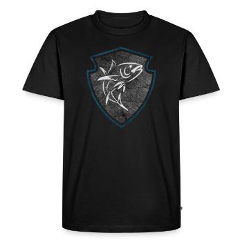 Coat of arms tuna for sea fishing - Men's Premium Organic T-Shirt - black - Front - Nico (187cm)