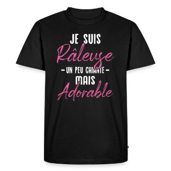 Je suis râleuse un peu chiante mais adorable - T-shirt Premium bio Homme - noir - Devant - Nico (187cm)
