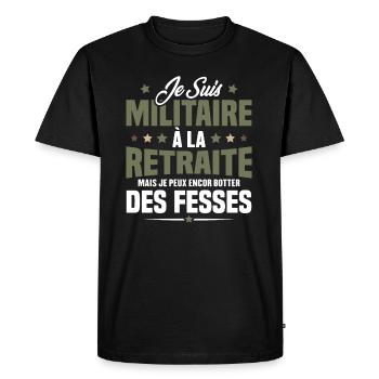 Humour Cadeau Je suis Militaire À La Retraite - T-shirt Premium bio Homme - noir - Devant - Nico (187cm)