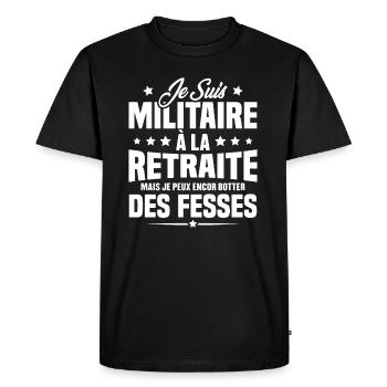 Humour Cadeau Je suis Militaire À La Retraite - T-shirt Premium bio Homme - noir - Devant - Nico (187cm)