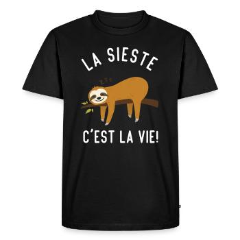 La Sieste C'est La Vie - T-shirt Premium bio Homme - noir - Devant - Nico (187cm)