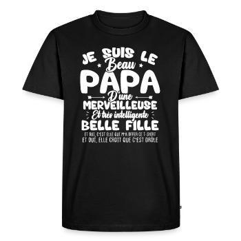 Je suis le beau papa d'une meilleure belle fille - T-shirt Premium bio Homme - noir - Devant - Nico (187cm)