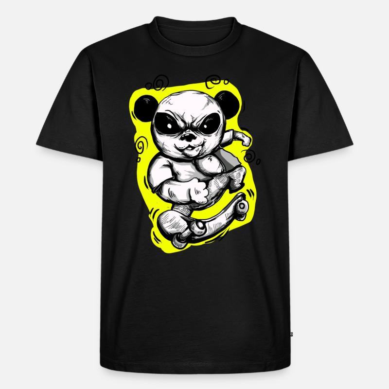 Skate Panda - Männer Premium Bio T-Shirt - Schwarz