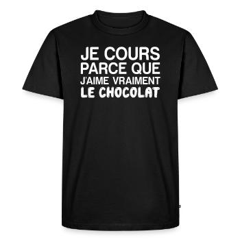 t-shirt drôle humour running chocolate - T-shirt Premium bio Homme - noir - Devant - Nico (187cm)