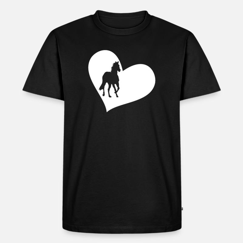 Pferd Pferde - Männer Premium Bio T-Shirt - Schwarz