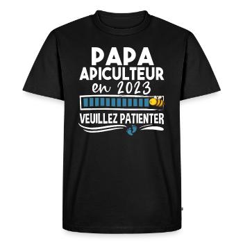 Papa 2023 Apiculteur Apiculture Cadeau Humour - T-shirt Premium bio Homme - noir - Devant - Nico (187cm)