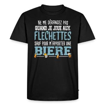 Fléchettes Bière Alcool Apéro Jeu Cadeau Humour - T-shirt Premium bio Homme - noir - Devant - Nico (187cm)