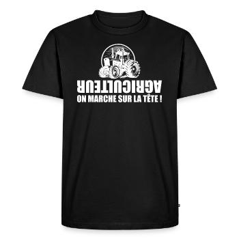 Fermier - Agriculteur - Tracteur - T-shirt Premium bio Homme - noir - Devant - Nico (187cm)