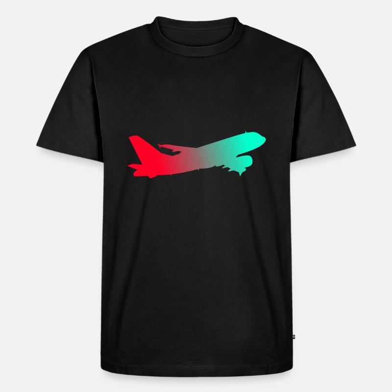 Flugzeug - Männer Premium Bio T-Shirt - Schwarz