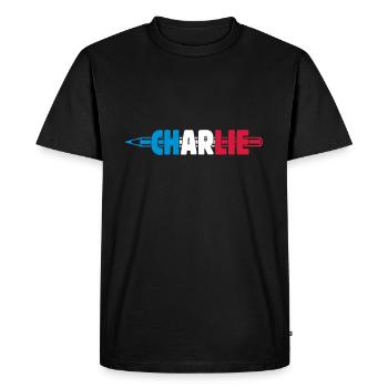 charlie - T-shirt Premium bio Homme - noir - Devant - Nico (187cm)