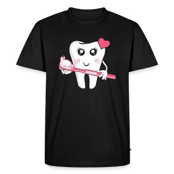 Love Heart Dentist Office Art Toothbrush - Men's Premium Organic T-Shirt - black - Front - Nico (187cm)